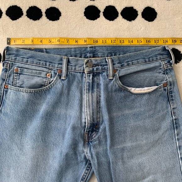 Levi's 505 Regular Fit Distressed Light Wash Denim Straight Leg Jeans - Picture 7 of 15